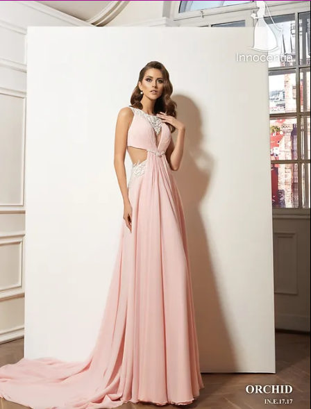 Orchid baby pink chiffon maxi dress