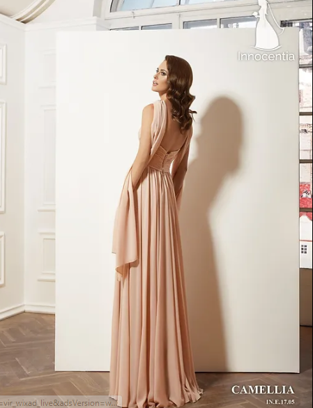 Camellia light pink chiffon maxi dress