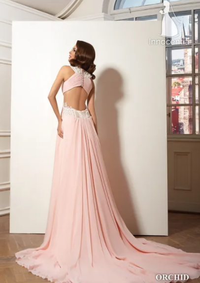 Orchid baby pink chiffon maxi dress