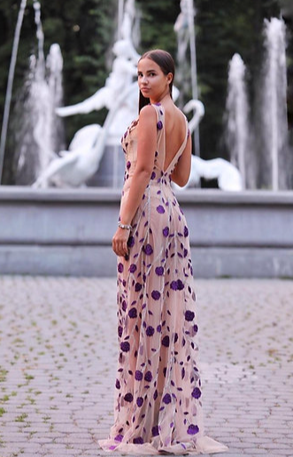 The Purple rose beaded dress