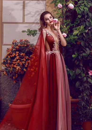 Queen of Burgundy chiffon dress