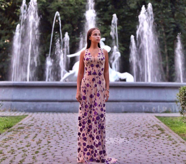 The Purple rose beaded dress