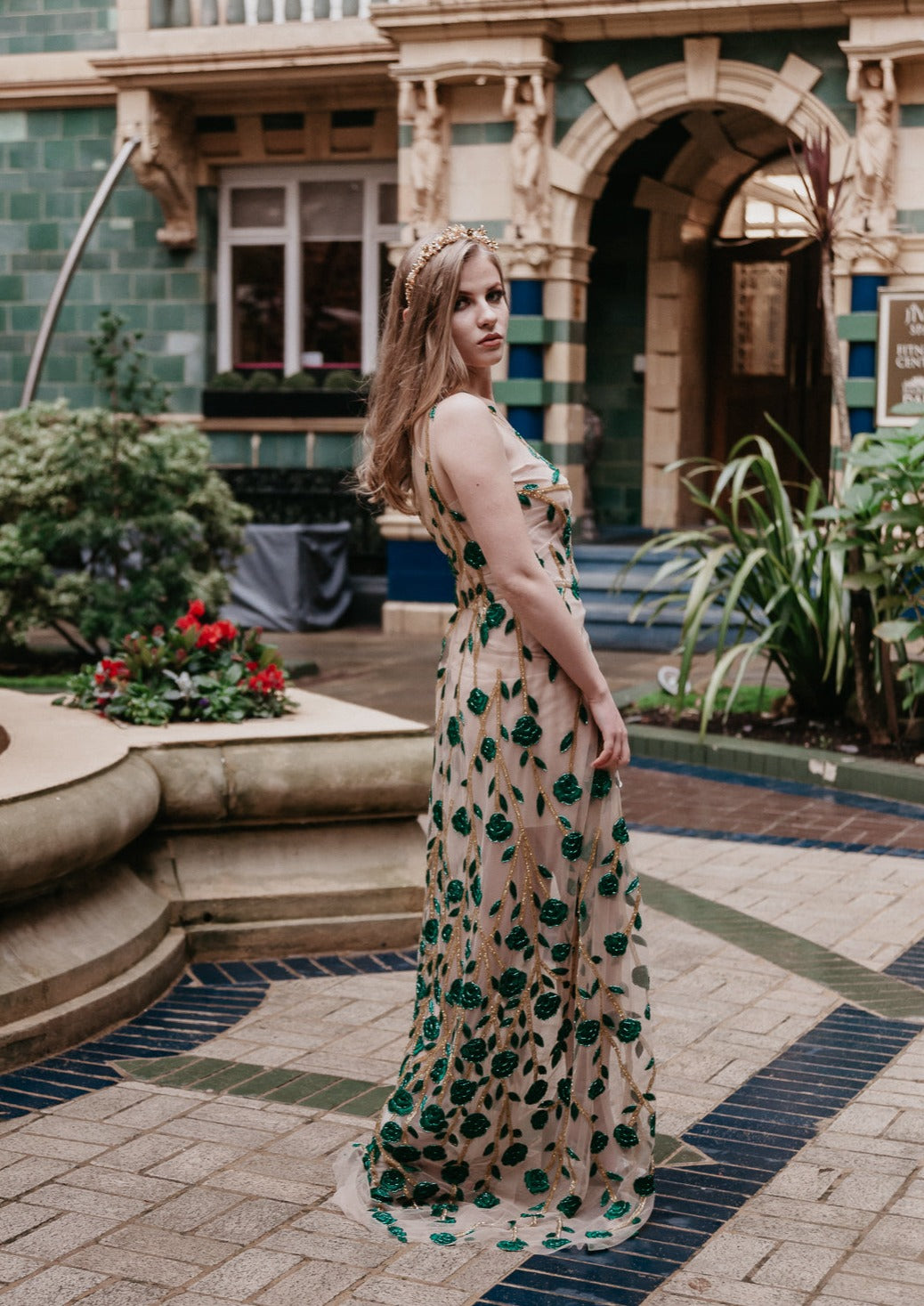 The Green Rose beaded dress