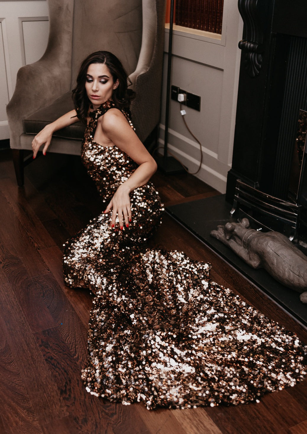 The Mermaid gold maxi sequin dress