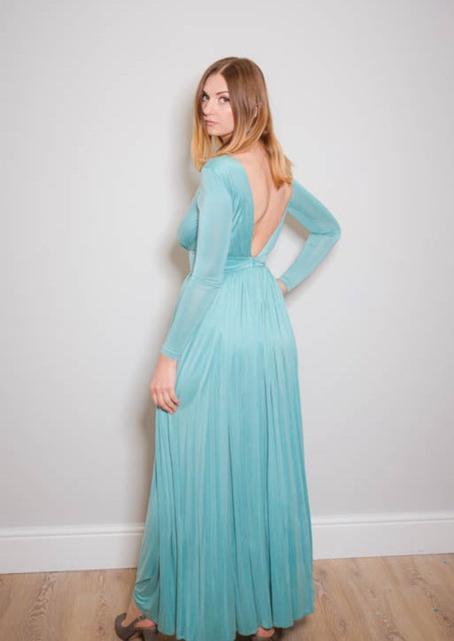 Blue lagoon maxi draped dress