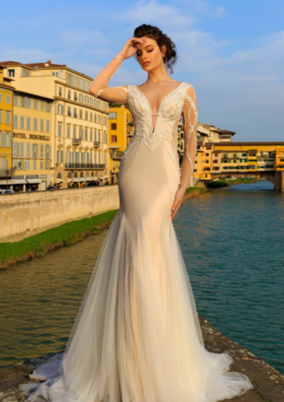 Giovanna cutout wedding dress with gems