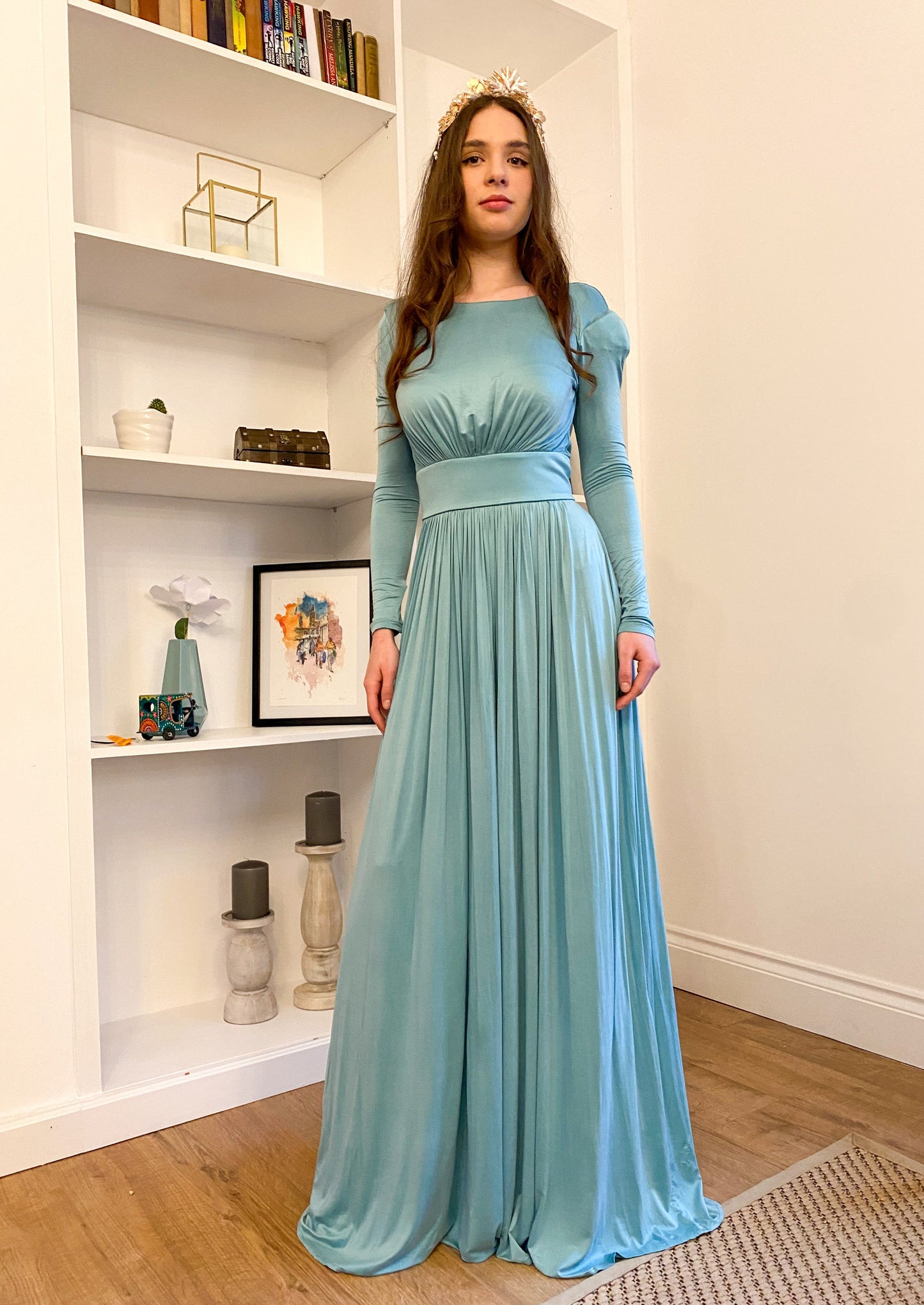 Blue lagoon maxi draped dress