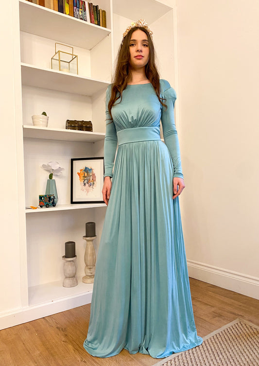 Blue lagoon maxi draped dress