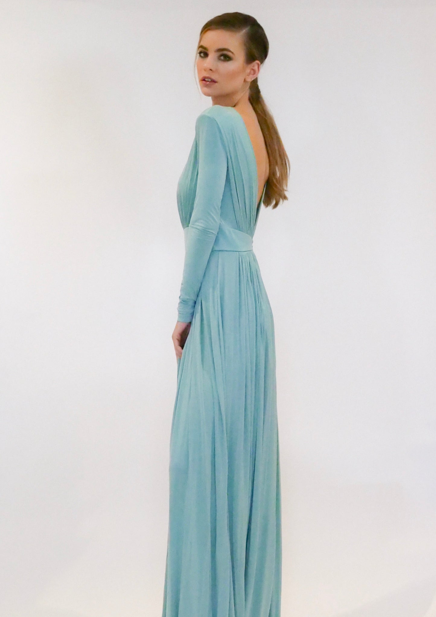 Blue lagoon maxi draped dress